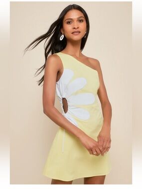 Lulus One Shoulder flower cutout dress